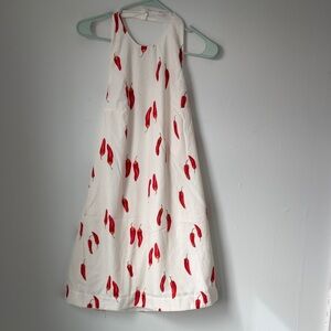 Commense Cream Sundress with Red Chili Print